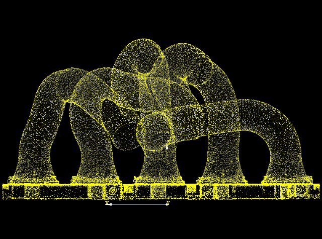 Formula One V10 exhaust assembly — structured light scan pointcloud, Virtual Analytics Ltd